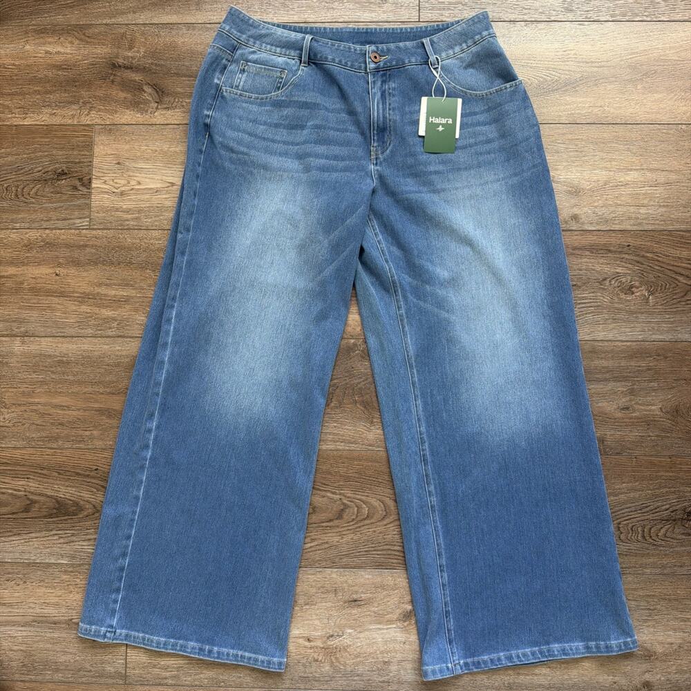 Halara Flex Wide Leg Jeans Womens XL Baggy Pockets Stretch Casual NEW